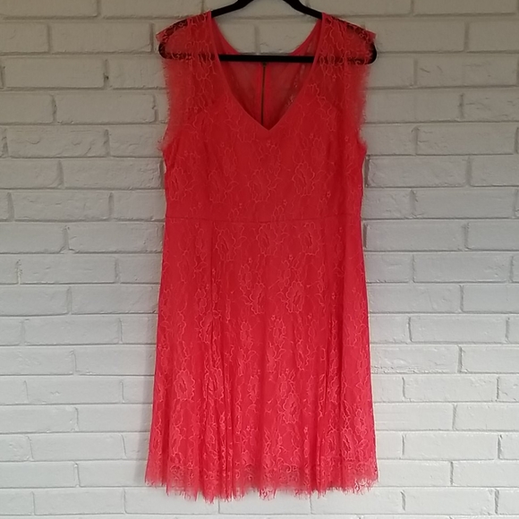 Torrid Sz1 Coral Floral Lace Skater Dress NWT - Picture 3 of 8